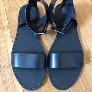 Madewell Boardwalk Ankle Strap Sandals Leather Black 6.5